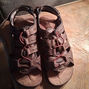 Coleman Brown Men's Outdoor Sport Sandals with Red Accent Lacing